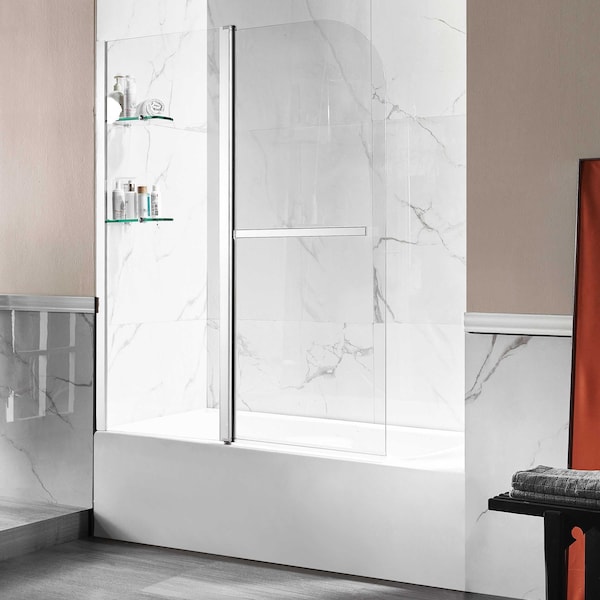Anzzi Left Drain Tub in White With 48 x 58 in. Tub Door in Chrome, 5 ft. SD05401CH-3260L - main